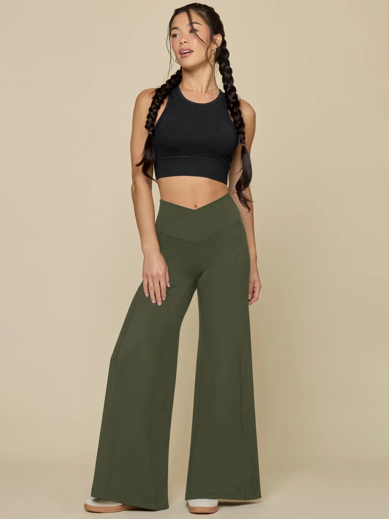 売れ筋レディーススポーツワイドレッグパンツハイウエストファッション多用途伸縮性ヨガドレープストリートコンフォートパンツ女性用