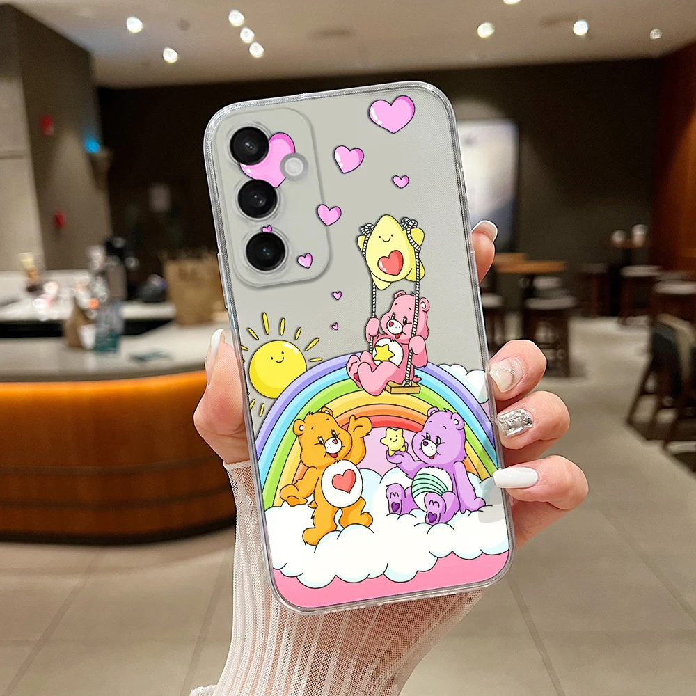 Cute Cartoon Phone Case For Cares Bears Samsung S24 S23 S22 S21 S20 S10 FE Note20 Note10 Plus Ultra Lite 5G Clear Soft TPU Cover