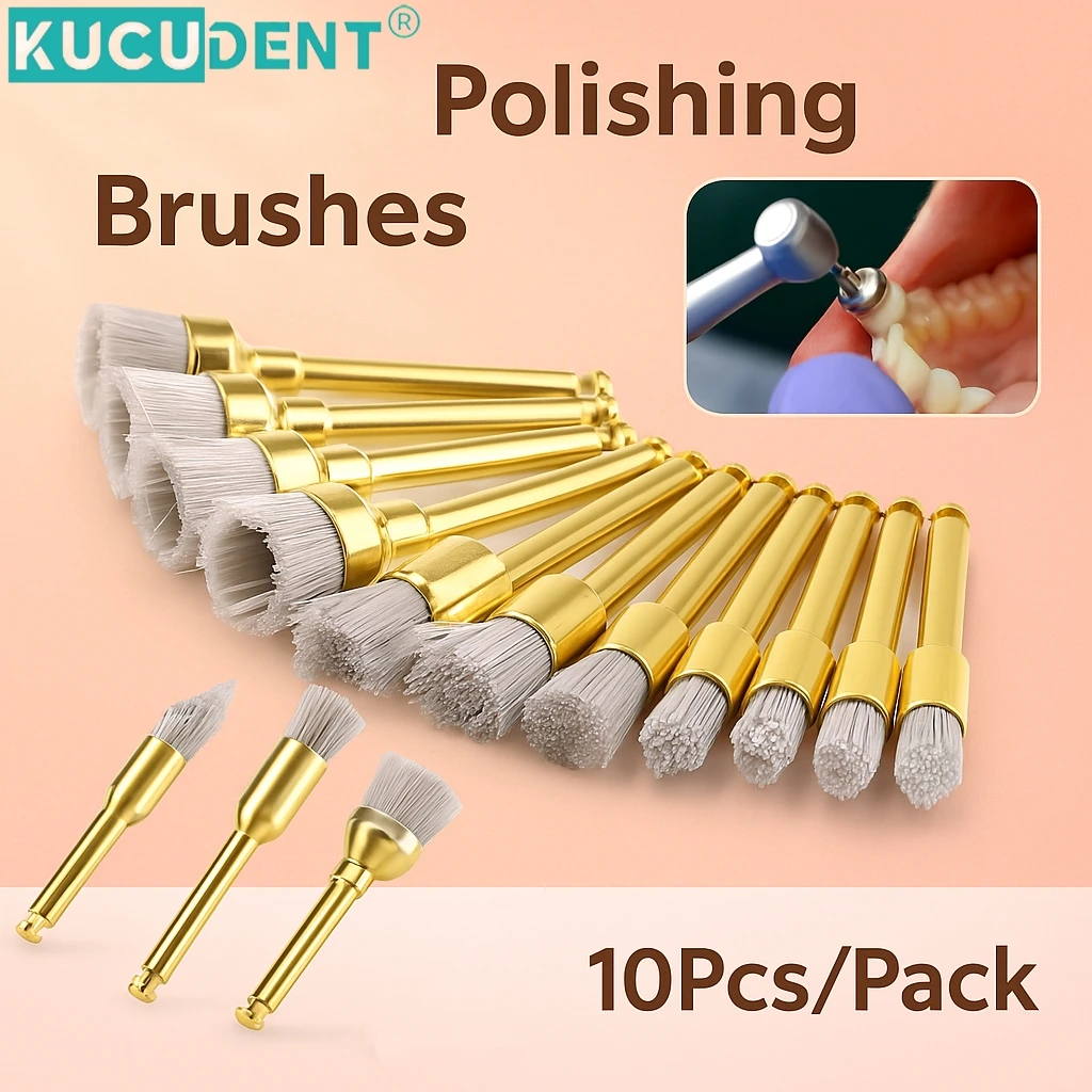 

10Pcs Dental Polishing Brush Flat Point Bowl Type Aluminium Oxide Silicon Carbide Prophy Brushes for Rotary Tool Teeth Whitening