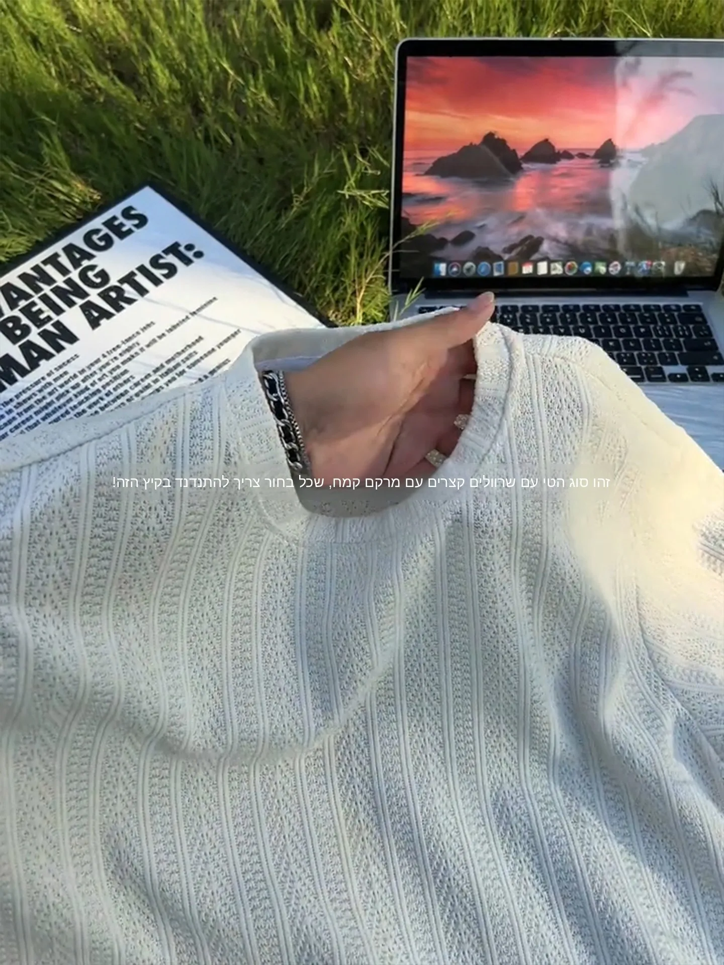 Cooling Ice Silk Knitted T-Shirt Men's Short Sleeve Hollow out Half Sleeve Breathable Summer T-Shirt Wheat Spike Stripe Pattern