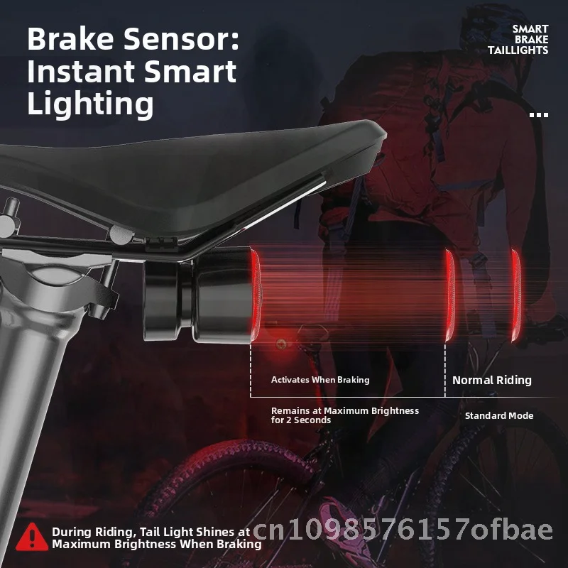 

Интеллектуальный индукционный красочный задний фонарь для велосипедного тормоза, зарядка типа C, длительный срок службы, двойной кронштейн, сигнальная лампа для ночной езды