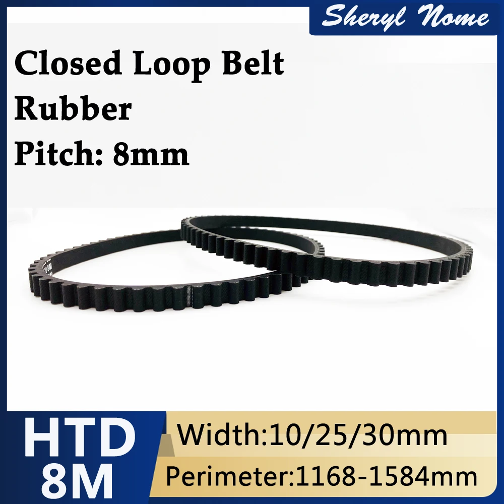 

Black rubber synchronous belt circular arc gear synchronous belt HTD5M 1168/1200/1240/1280/1288mm Pitch: 8MM