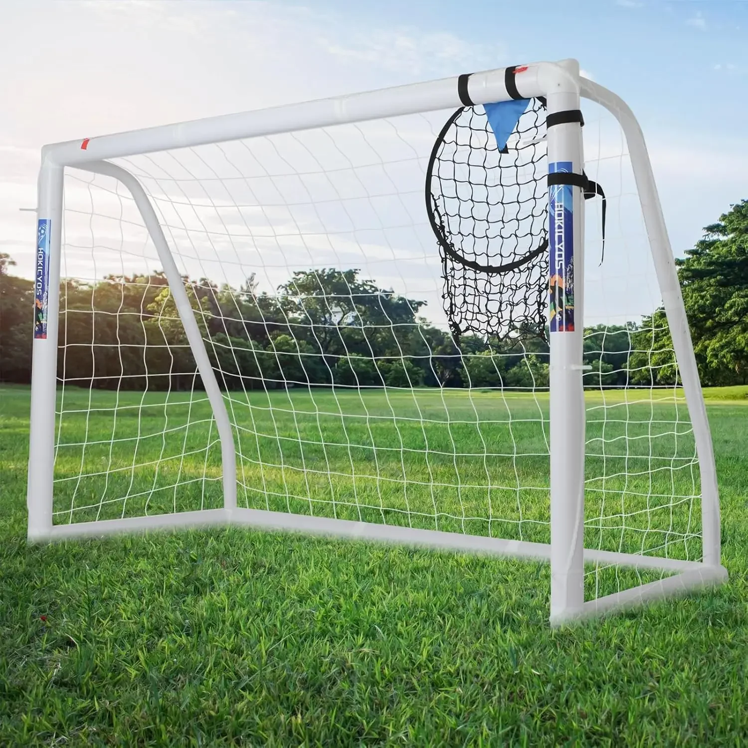 Goal for Backyard 10×6.5, 8×6 and 6×4 FT Soccer Goals Weatherproof and Portable HPVC Soccer Goal with Soccer Target Net a