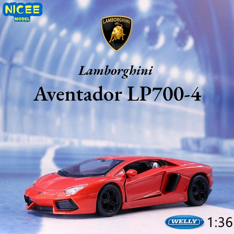 WELLY 1:36 Lamborghini Aventador LP700-4 Diecast Car Model Sports Car Metal Pull Back Alloy Toy for Kids Gift Collection B531