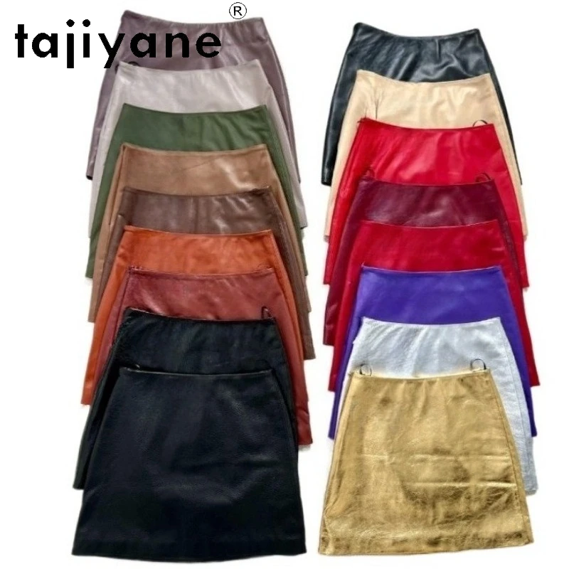 TAJIYANE 100% Top Layer Sheepskin Skirts for Woman 14 Colors Genuine Leather Mini Skirt Autumn Korean Fashion Clothing 2025 юбка