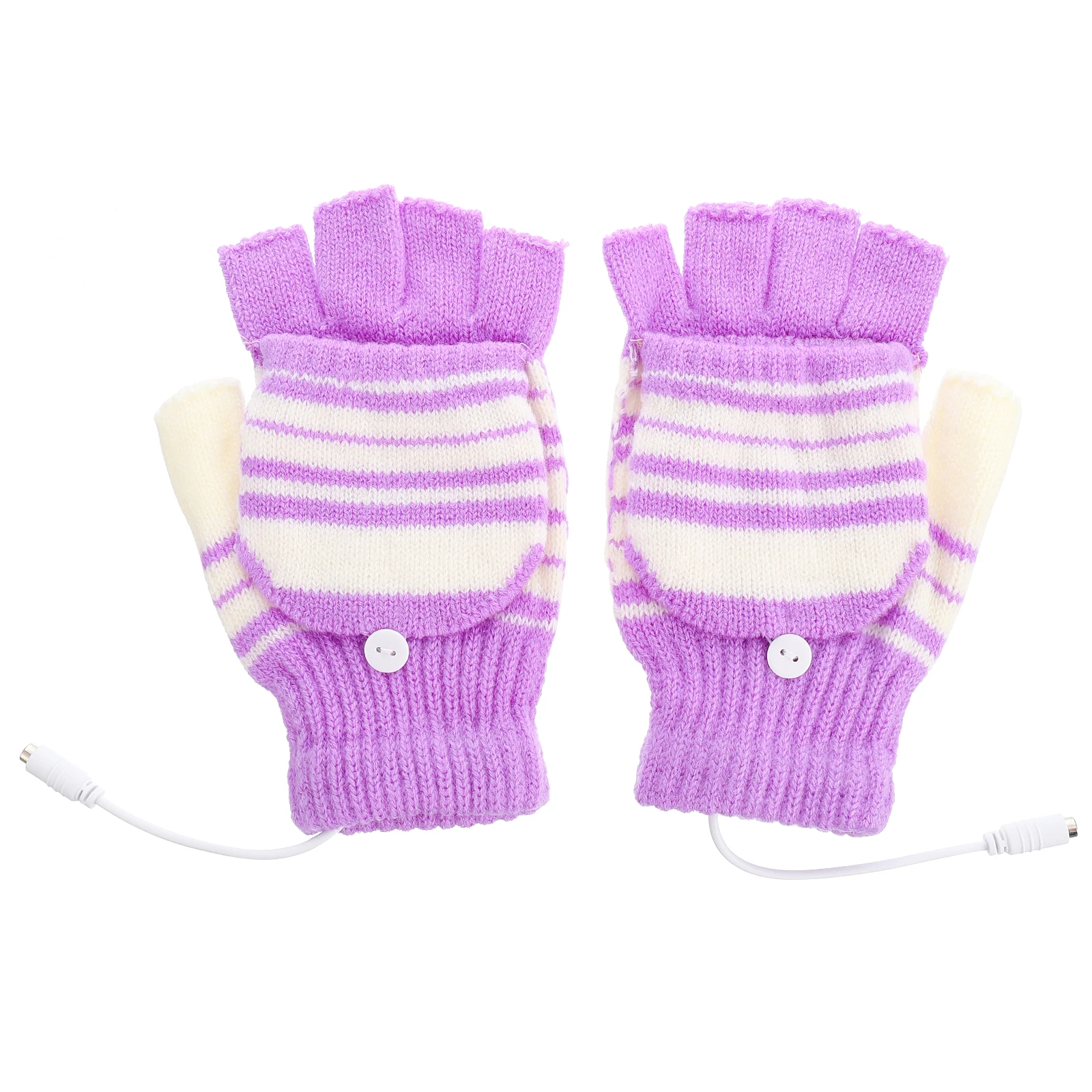 

Heated Gloves Winter Warmer USB Rechargeable Unisex Woolen Yarn Material Fingerless Mittens Outdoor Sports Camping Hiking