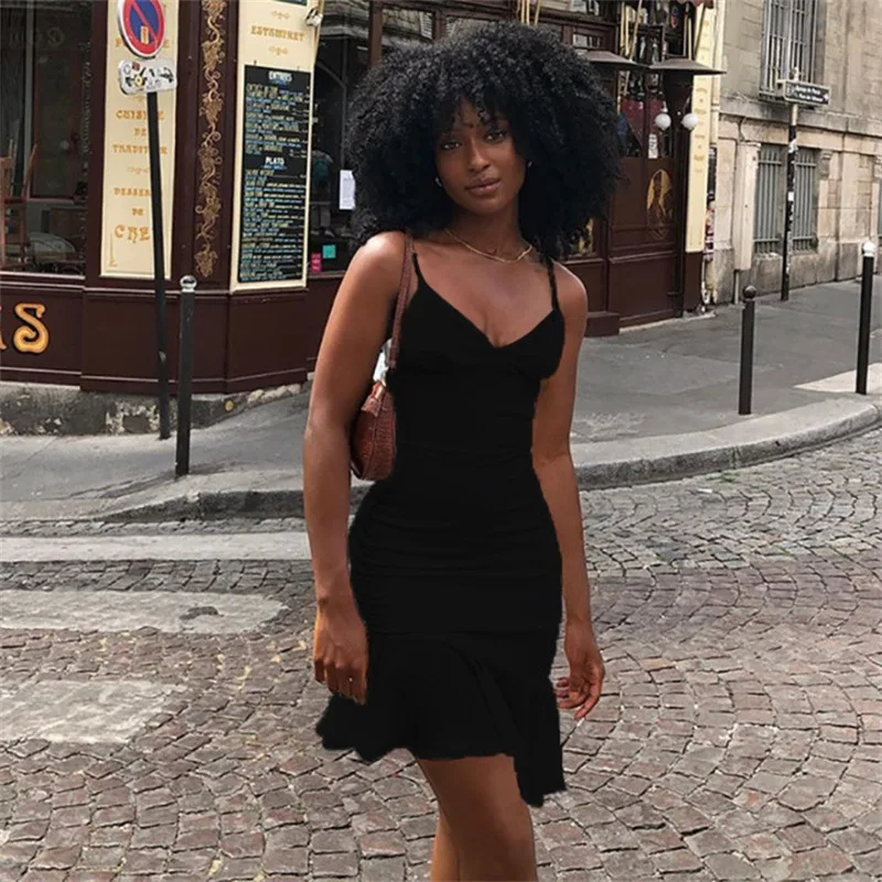 totatoop lace up v neck ruched bodycon mini dress Elegant White Bodycon Dress Women V Neck Ruffles Sleeveless Sexy Dress  Women Summer Vintage Dresses for Women Party Robes 21758