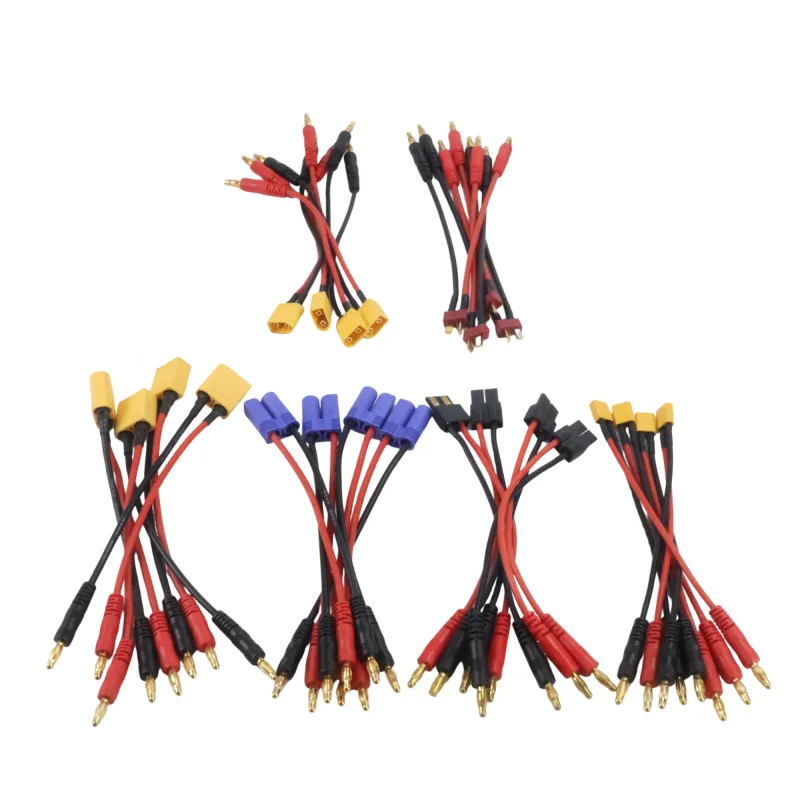

New Type 150mm XT30/XT60/XT90/EC5/TRX/T Plug to 4mm Banana Plug Charge Cable Silicone Wire High Current for Lipo Battery Charger