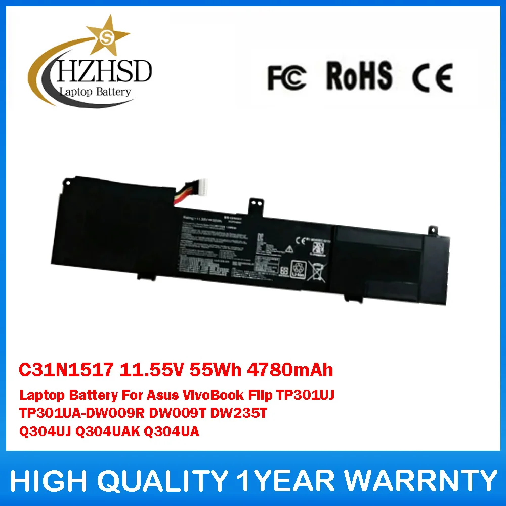 

C31N1517 11.55V 55Wh 4780mAh Laptop Battery For Asus VivoBook Flip TP301UJ TP301UA-DW009R DW009T DW235T Q304UJ Q304UAK Q304UA