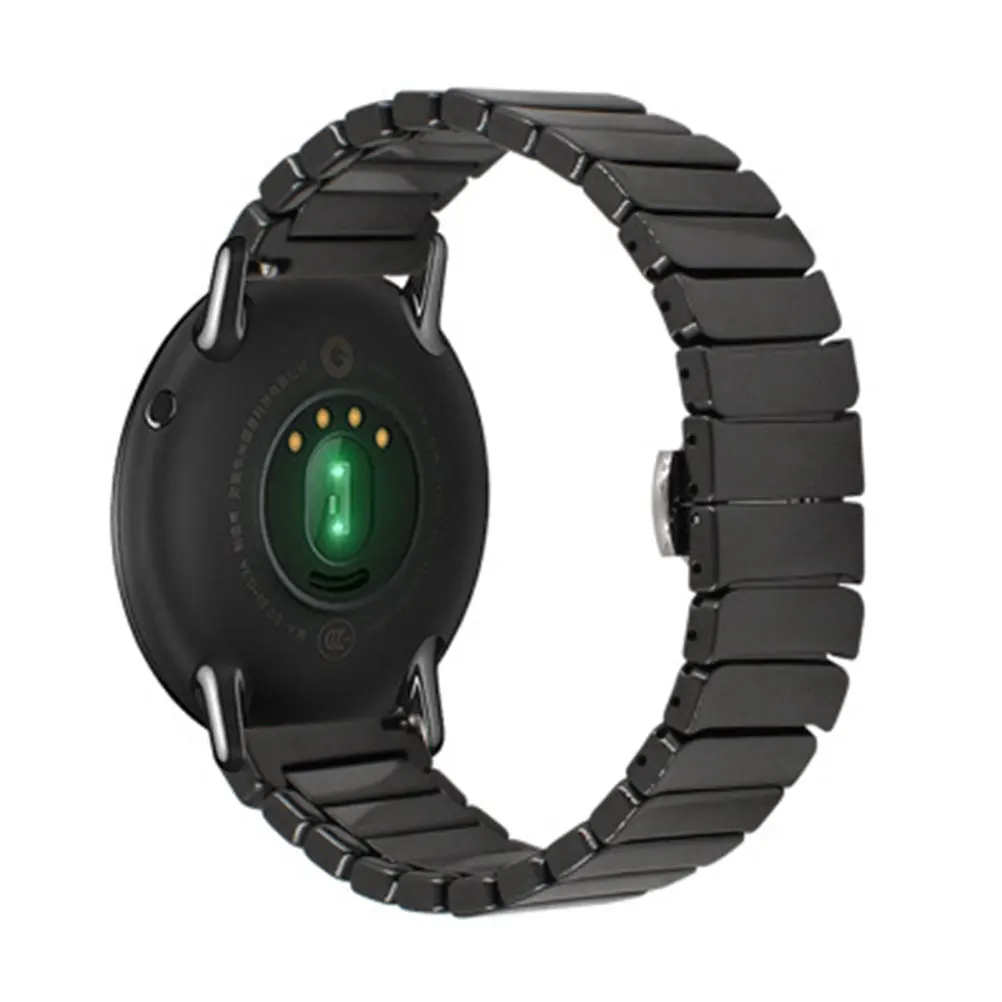 22Mm Ceramic Strap For Smart Watch Replacement Bamboo Joint Band Metal Clasp Compatible With Watch 1 2 2S Black Fashionable