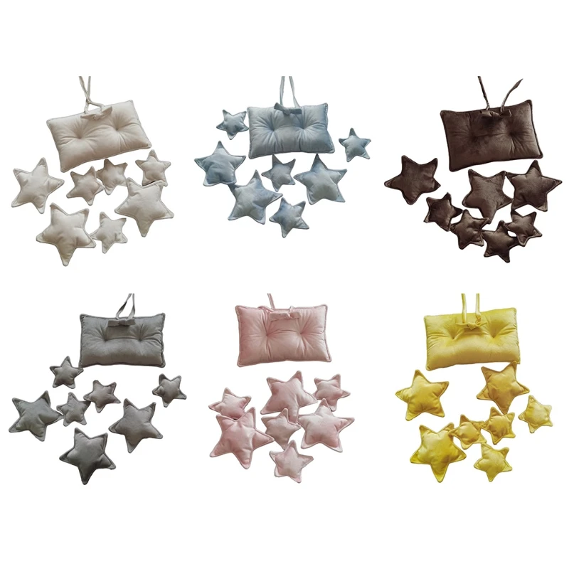 

9 Pcs/Set Newborn Photography Props Baby Posing Square Pillow+Stars Infants Photo Fotografi Accessories