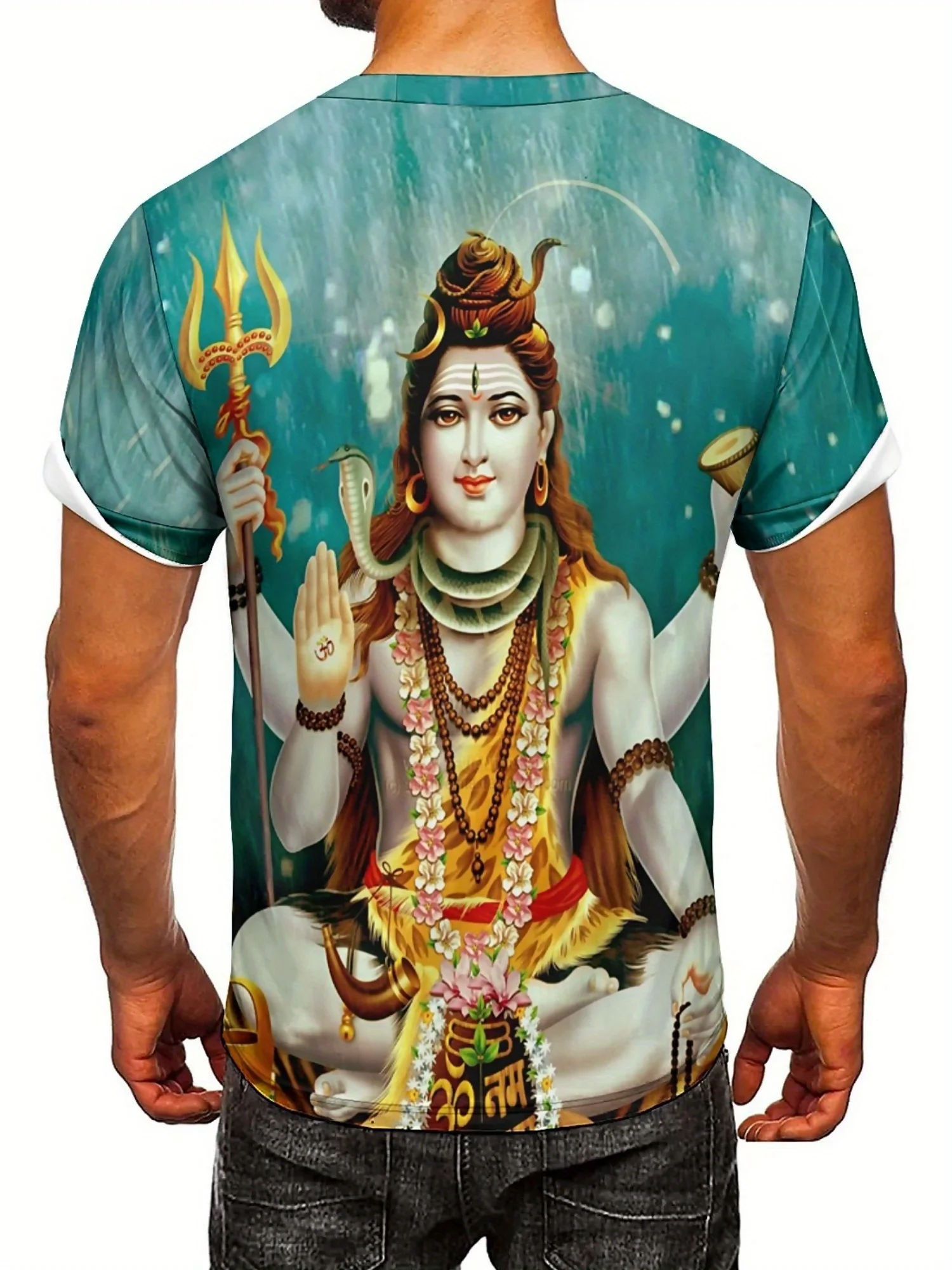 Men's & Women's Hindu Lord Shiva Graphic T-Shirt - Indian God Tee with Trident, Soft Polyester Shirt for Cultural Events