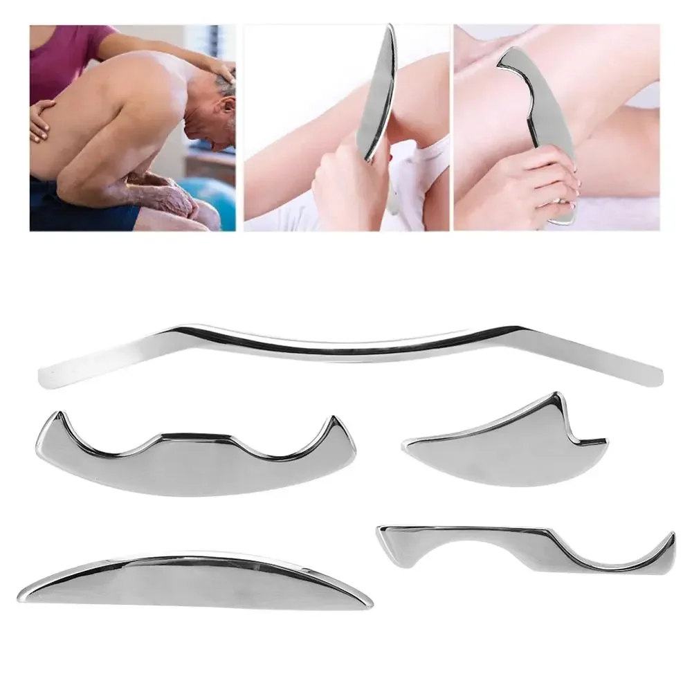 5Pcs Medical Grade Stainless Steel Woman Scraping Massager Tools Myofascial Release Kit for Soft Tissue Mobilization Therapy