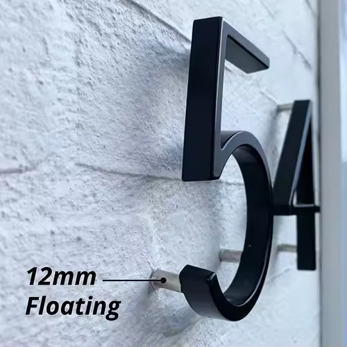 1pc 125mm Floating House Number Outdoor 5 inch Black Zinc Alloy Letter Apartment Door Numbers Mailbox Address Sign #0-9 - Image 3