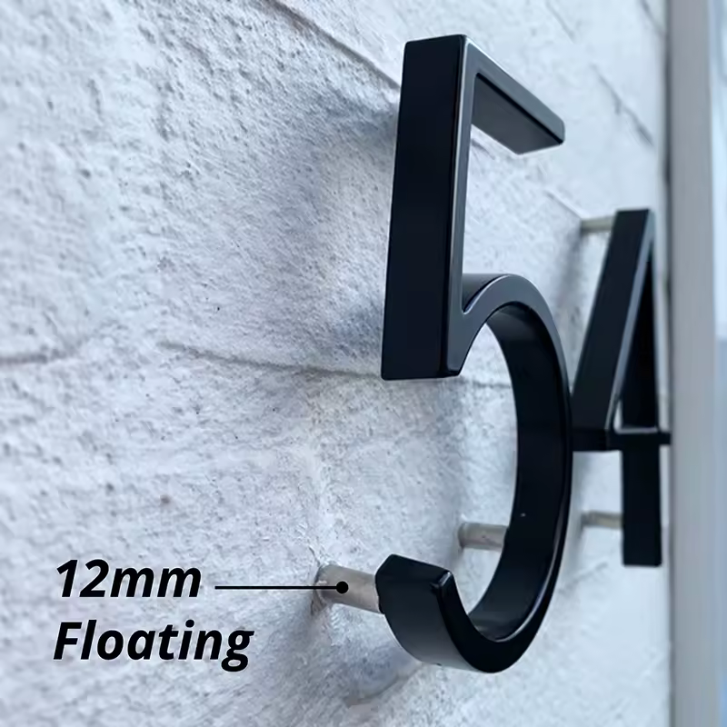 1pc 125mm Floating House Number Outdoor 5 inch Black Zinc Alloy Letter Apartment Door Numbers Mailbox Address Sign #0-9 - Image 3