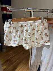 Schattige Kleine Herten Pyjama Shorts Vrouwen Elastische Hoge Taille Rechte Korte Broek Zomer Sweet Home Ondergoed Nieuwe Y2k Sweatshorts