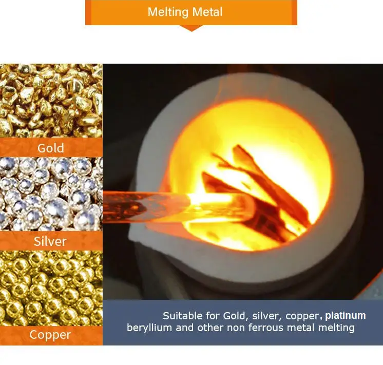 Induction Heater Metal Melting Furnace Melting Gold Silver Brass Copper Iron Aluminum Steel Cabinet Melting Furnace