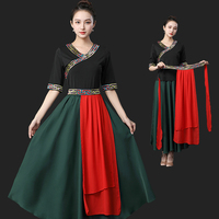 Women Tibetan Dance Apron Chinese Traditional Folk Stage Dance Skirts And Belt Apron Stage Performance Classic Dance Costume