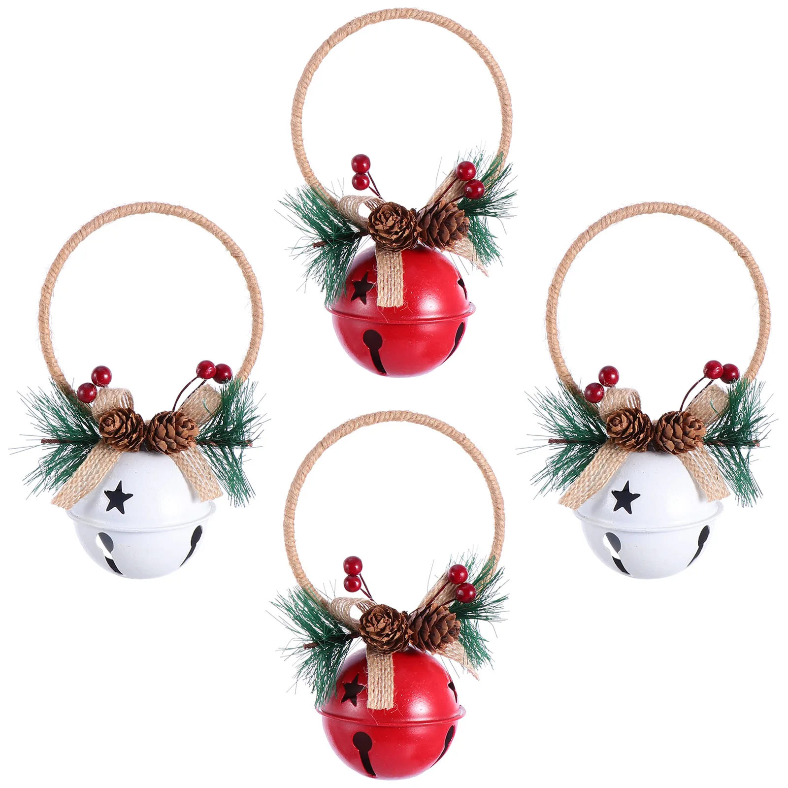 

4pcs Christmas Theme Bells Decorative Pendants Door Hangings Party Ornament Iron Bell Christmas Gift Pendant Handmade