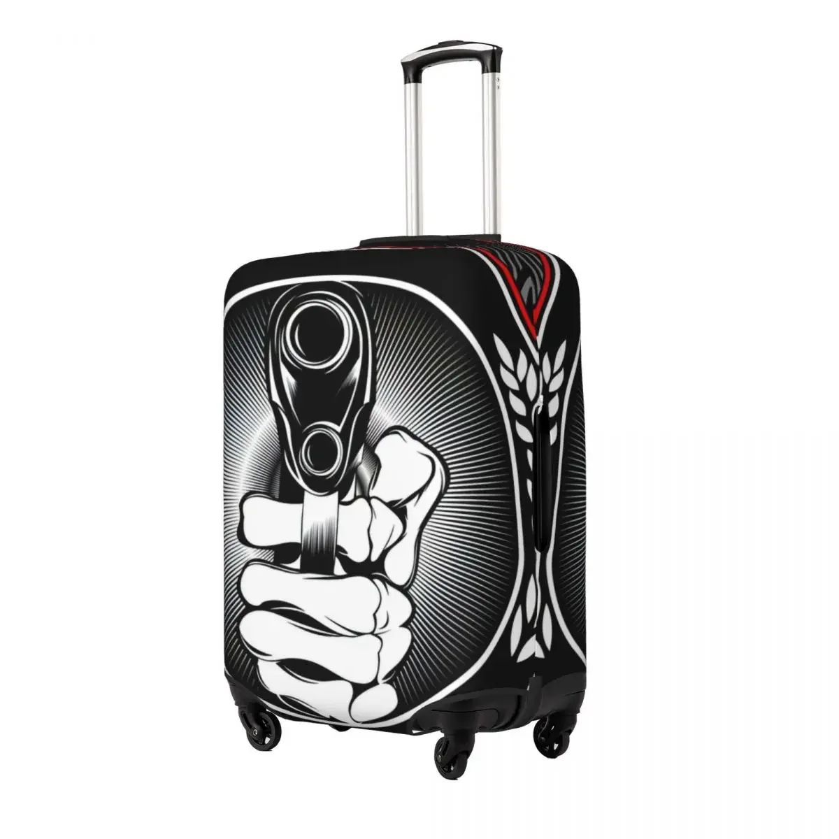 Skull Hand Holding A Gun Vector. Print Luggage Protective Dust Covers Elastic Waterproof 18-32inch Suitcase Cover Travel