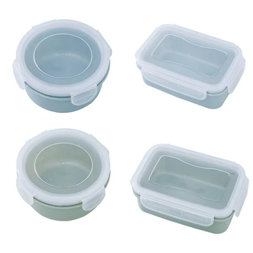 Mini Refrigerator Crisper Small Lunch Box Plastic Airtight Jar Storage Box Round Kitchen Insulated Lunch Box Organizer Snack Box