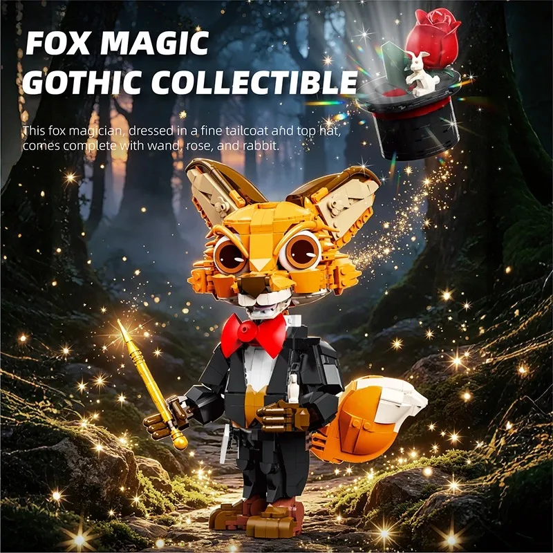 Magic Animals Building Blocks Model Fox Magician Bricks Creative Toys Blocks Ornaments Festival Gifts Halloween Christmas Gifts view 6