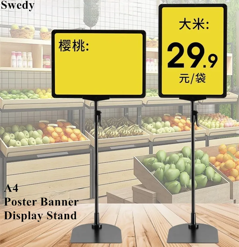 3 Pieces A4 Advertising Support Board Sign Poster Holder Stand Adjustable Height Metal Banner Holder Display Poster Stand
