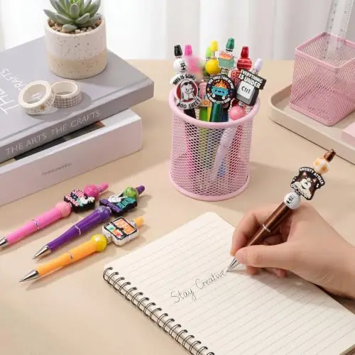 50Pcs Diamond Bead Pen Wholesale Creative DIY Handmade Sticker Set Diamond Beaded Ballpoint Pens