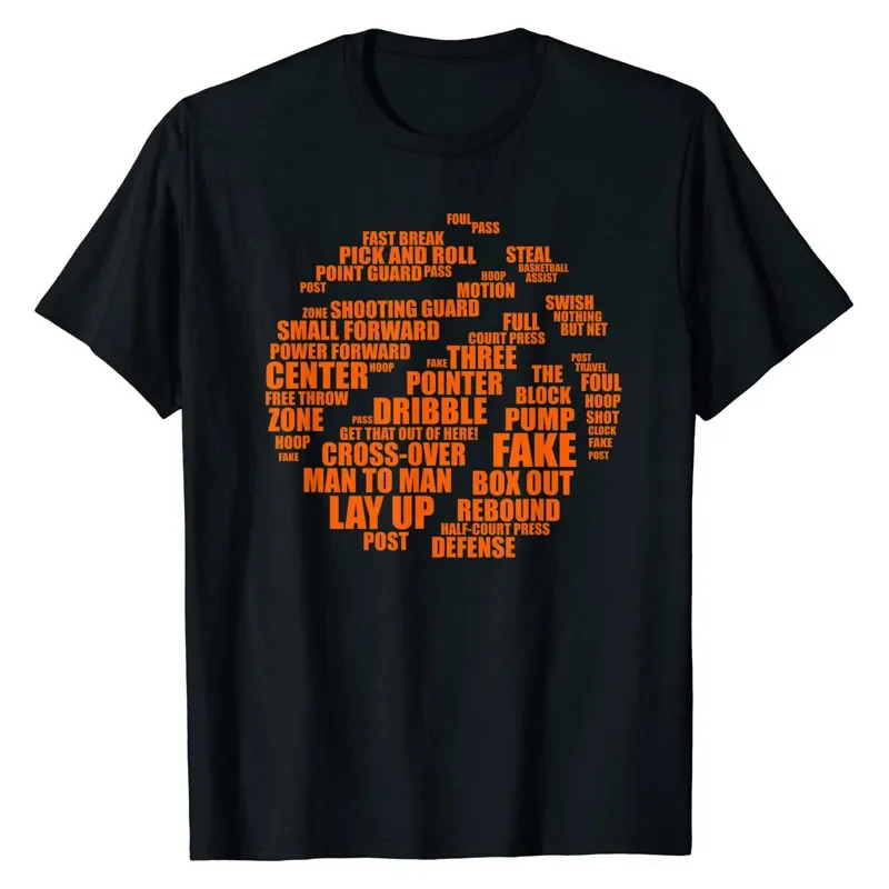 

Basketball Terms Word Cloud Graphic Tee Men Short Sleeve Cotton Crew Neck T-Shirt Trip Sports