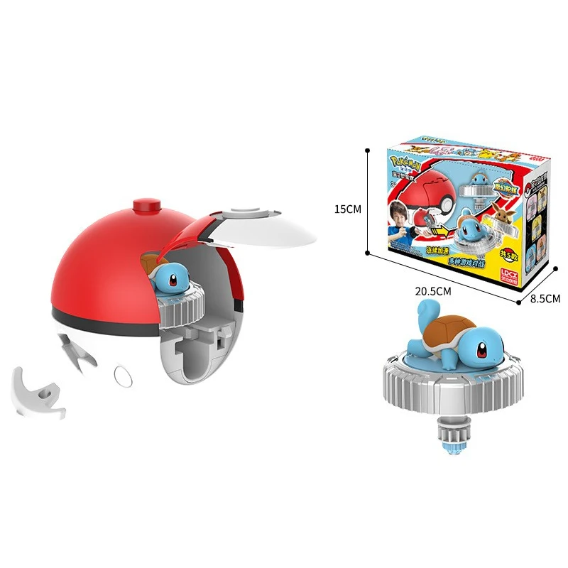 Auténtico Pokemon Pokeball Pikachu CHARMANDER SQUIRTLE EEVEE MEW modelo muñeca colgante superior giratorio juguete para niños regalo de Navidad