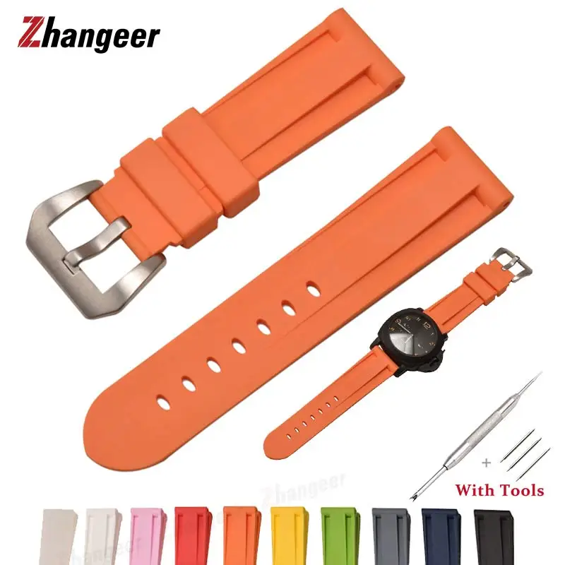 20mm 22mm 24mm 26mm Colorful High Quality Panerai Luminor Style Soft Silicone Rubber Wristwatch Band Universal Strap Replacement