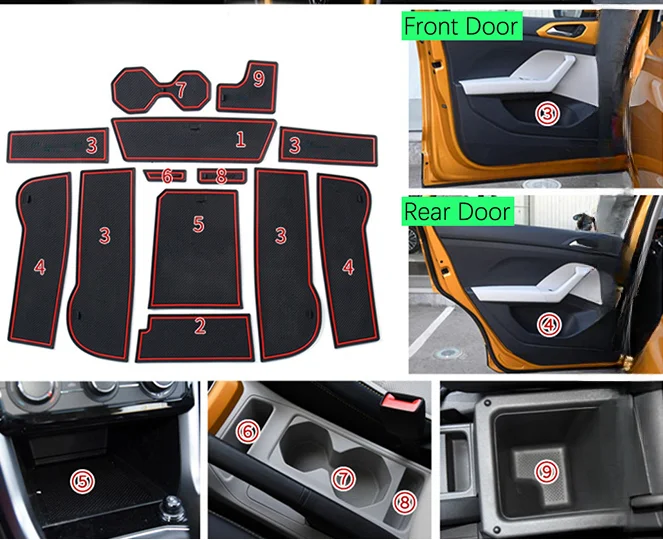 Anti-Slip Rubber Gate Slot Cup Mat for Mitsubishi Outlander 2013 2014 2015 2016 2017 2018 2019 3rd Gen Accessories Car Stickers