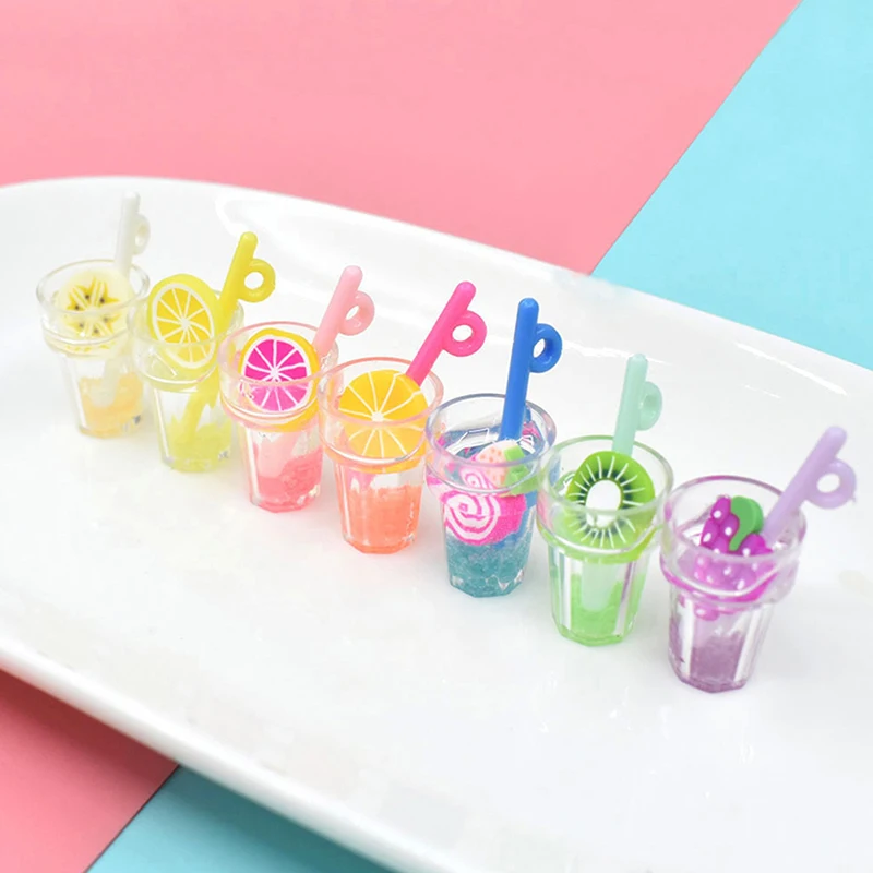 

5Pcs 1:12 Dollhouse Scene Decoration Luminous Fruit Drink Cup Model