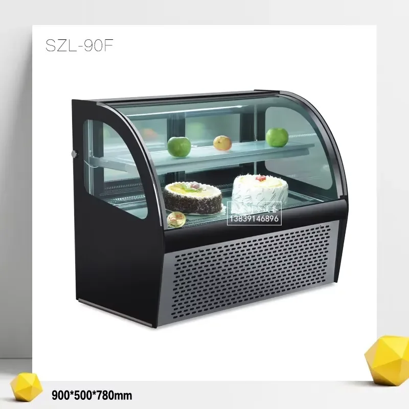 Black Commercial Desktop Refrigerated Display Cabinet Air Cooled Fresh Keeping Case for Cake Sushi Fruit Cooked Food Showcase
