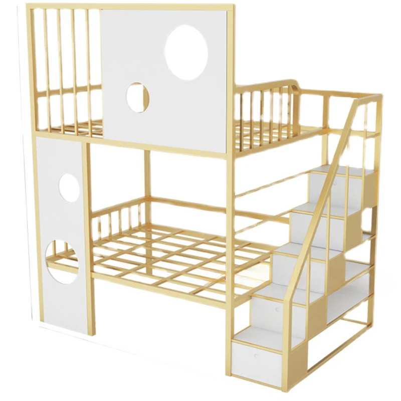 

Wrought iron elevated bunk bed space saving mother and child duplex second floor pavilion bed