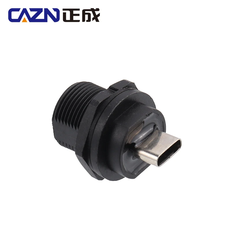 CAZN Waterproof IP67 IP68 Type C Female to Female PFC Rear Mount Receptacle Threaded-type Type-C 3.1 10GB