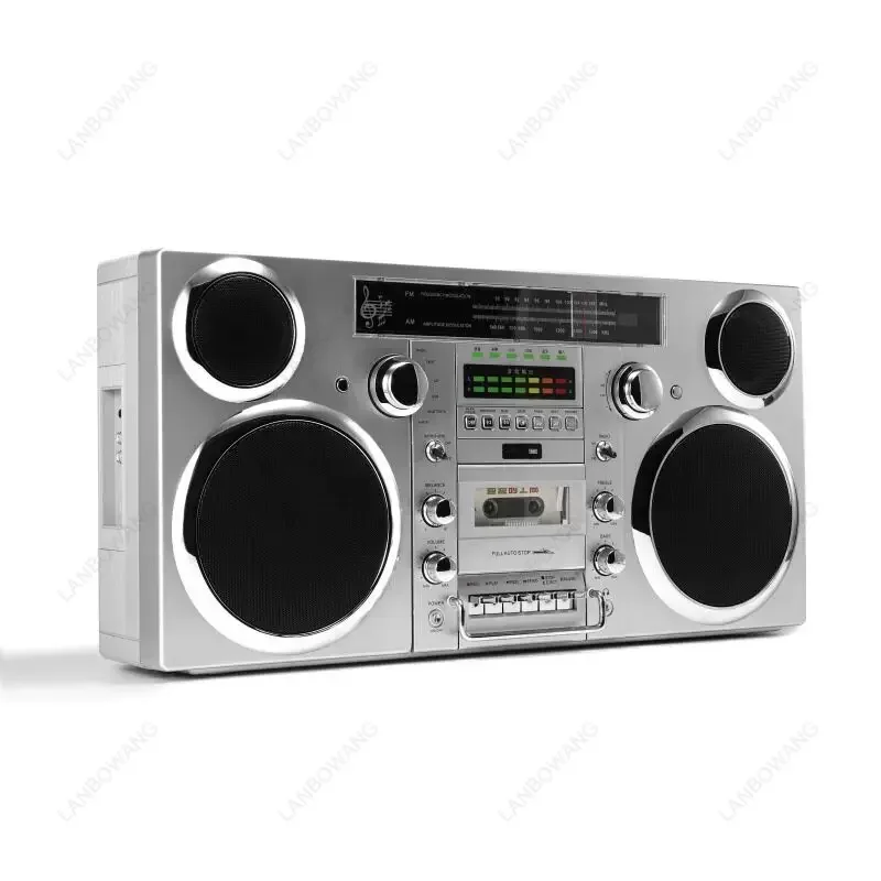 Vintage FM Radio, Wireless Bluetooth Audio Player, Tape Recorder & CD Player Multifunctional Retro Sound System