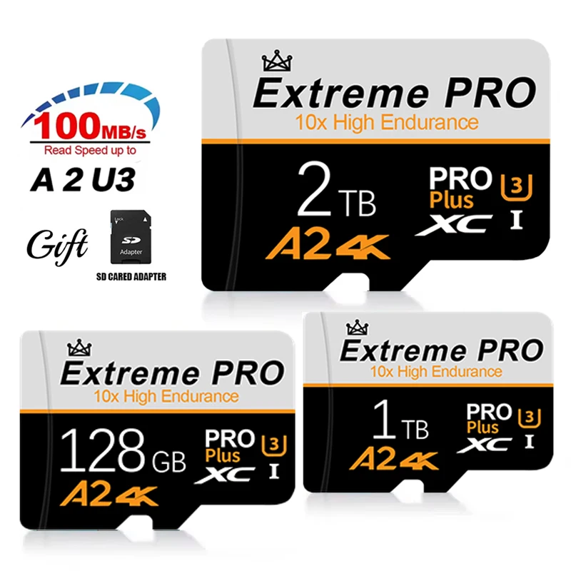 Original Micro TF SD Card C10 32GB 64GB 128GB 256GB 512GB Up to 100MB/s Memory Card 1TB A2 U3 Flash TF Card for samrtphone