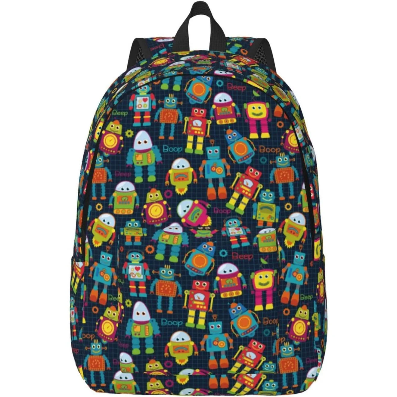 

Travel Laptop Backpack - cartoon robot Computer Canvas Backpack Bag with Adjustable Straps