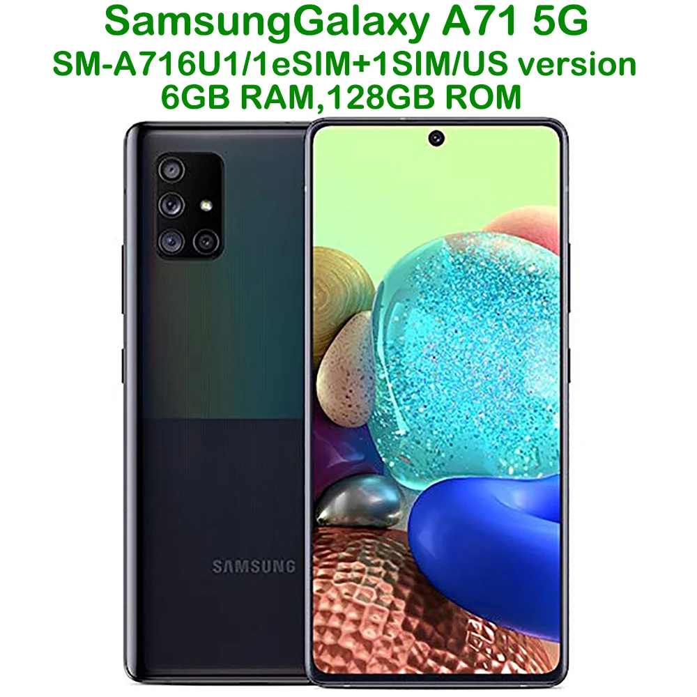 

Б/у смартфон Samsung Galaxy A71 5G, Android, 6.7 дюйма, американская версия, восстановленный, 6 ГБ ОЗУ, 128 ГБ, восьмиядерный процессор, NFC, 64 МП, 4500 мАч