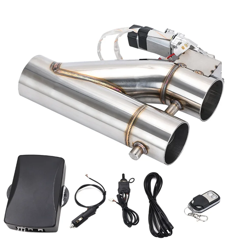 

Ac29-Universal 3" Dual Valve Electric Exhaust Shutoff Valve Y-Type Exhaust Muffler Kit Wireless Remote Included 3Inch System