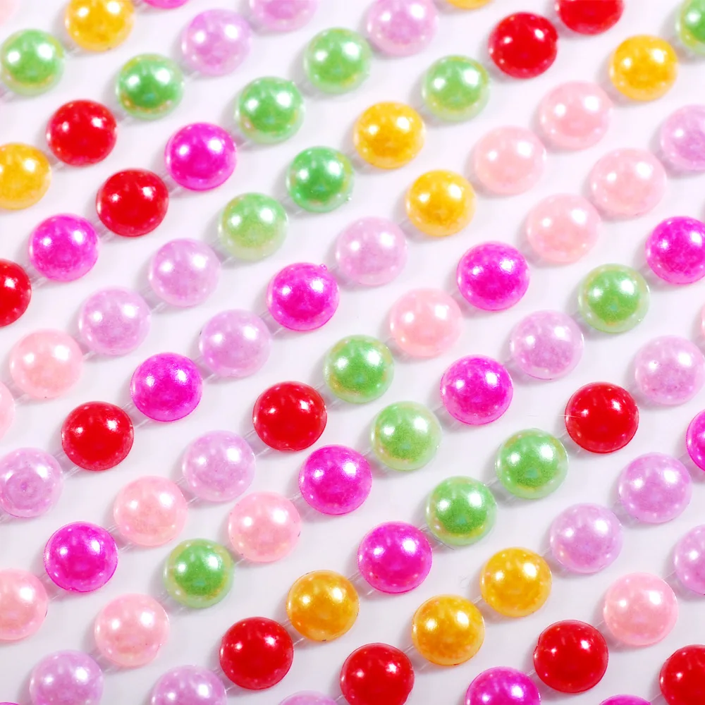 3mm/4mm/5mm/6mm mix color Imitation Pearl Acrylic Decal Self Adhesive Rhinestone laptop Stickers Wall surface decorative sticker