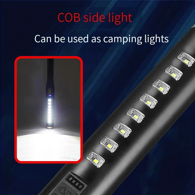 New Powerful Led Self Defense Flashlight 18650 Rechargeable USB Tactical Flashlights Torches Outdoor Search Hand Lamp Emergency