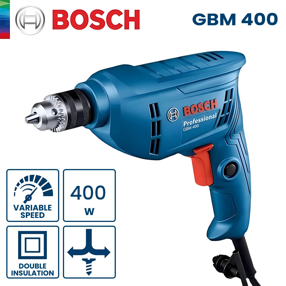 

Bosch 400W Electric Drill Mini Screwdriver Adjustable Speed Rotary Impact Drill Strong Power Driller Tool for Wood Metal GBM 400