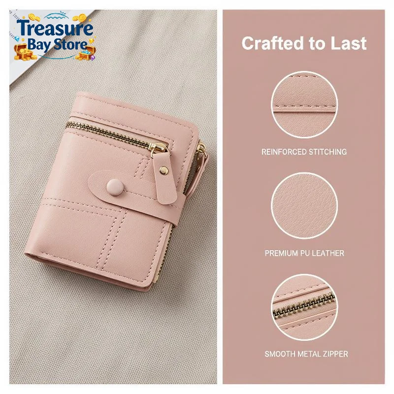 Slim PU Leather Womens Wallet With Zipper Coin Pocket And Multiple Card Slots Perfect For Daily Carry Outdoor Shopping Travel