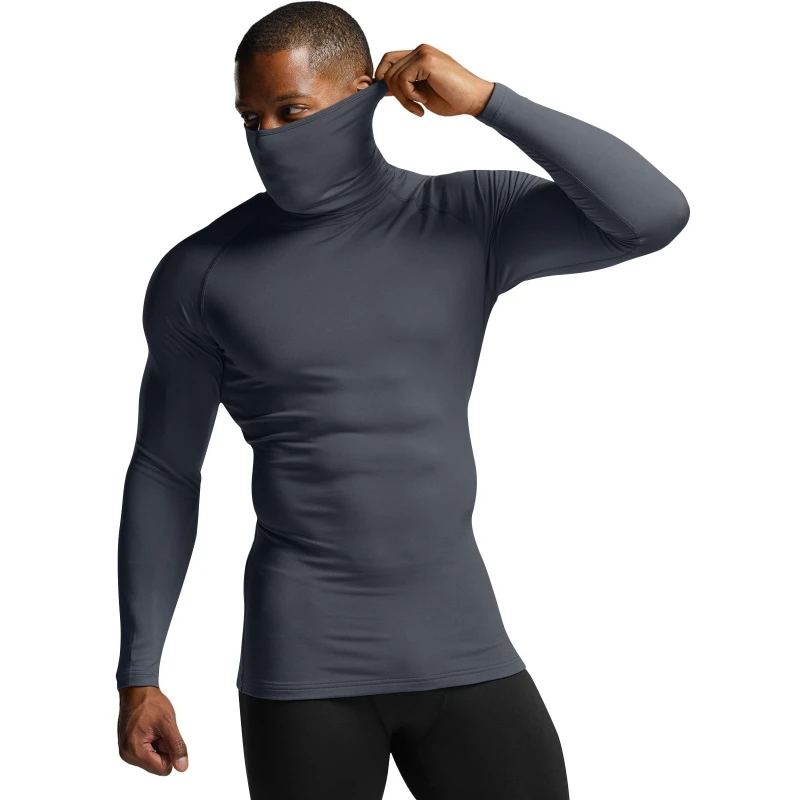Winter Thermal Underwear Men's High Neck Solid Color Underwear Male Warm High Neck Pullover Long Sleeved Top Clothes