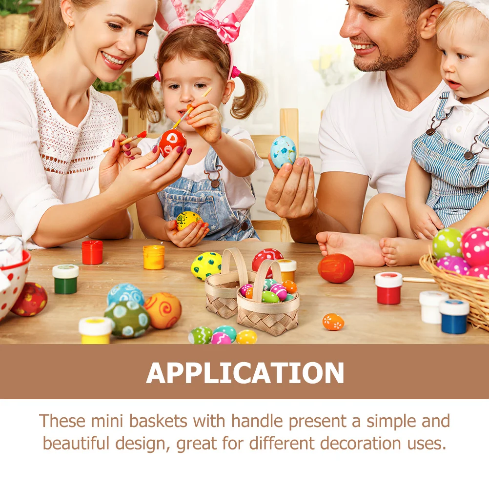 

10pcs Mini Wood With Handle For Wedding Party Decor Miniature Flower Basket Tiny Basket Ornament Hanging Micro Landscape
