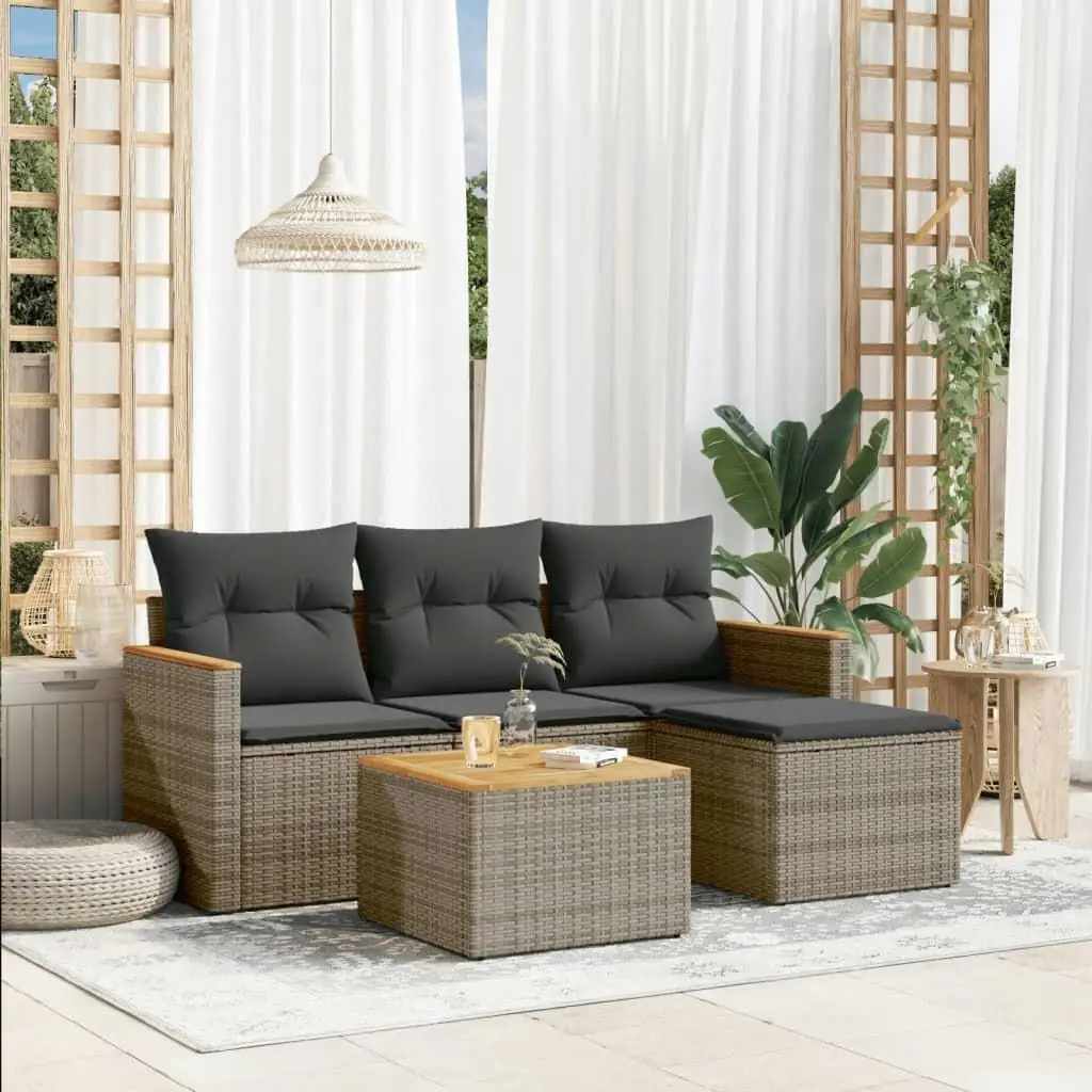 

Cozy Outdoor Garden Sofa Set Grey Comfortable Couch Furniture for Patio Balcony Living Space