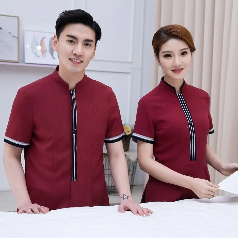 Summer Short Sleeve Cleaning Uniform Hotel Guest Room Attendant Workwear Housekeeping Property Cleaning Worker Uniform