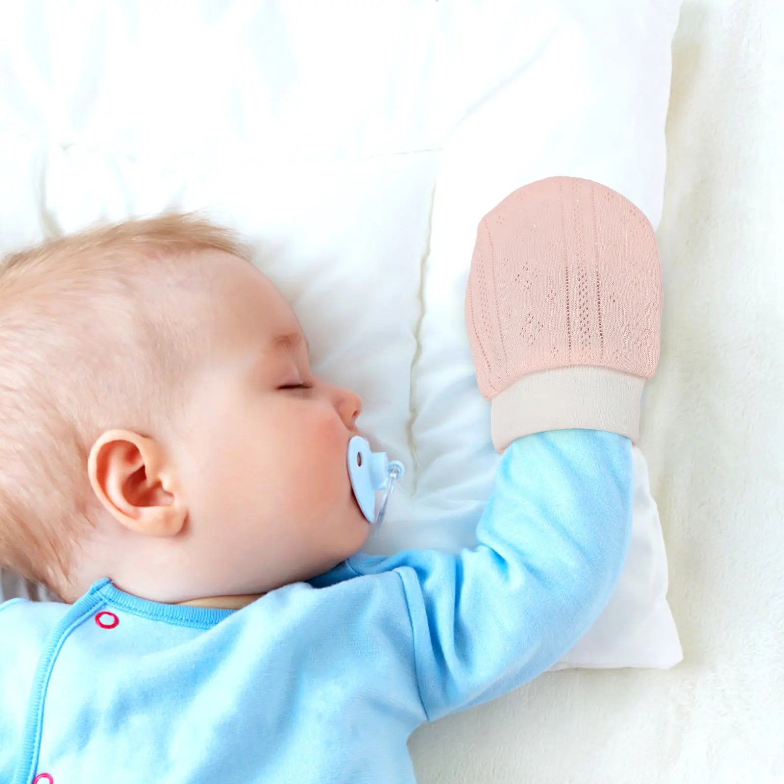 

2Pairs Anti-Scratch Newborn Mittens Cotton Stretchy Baby Hand Mittens for Sleeping Crawling Playing No Scratch Infant Gloves